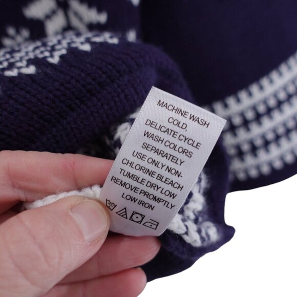 Woman Within Sweater Sz 2X 26/28 Navy Fair Isle Christmas Tree Knit Pullover - Picture 8 of 12